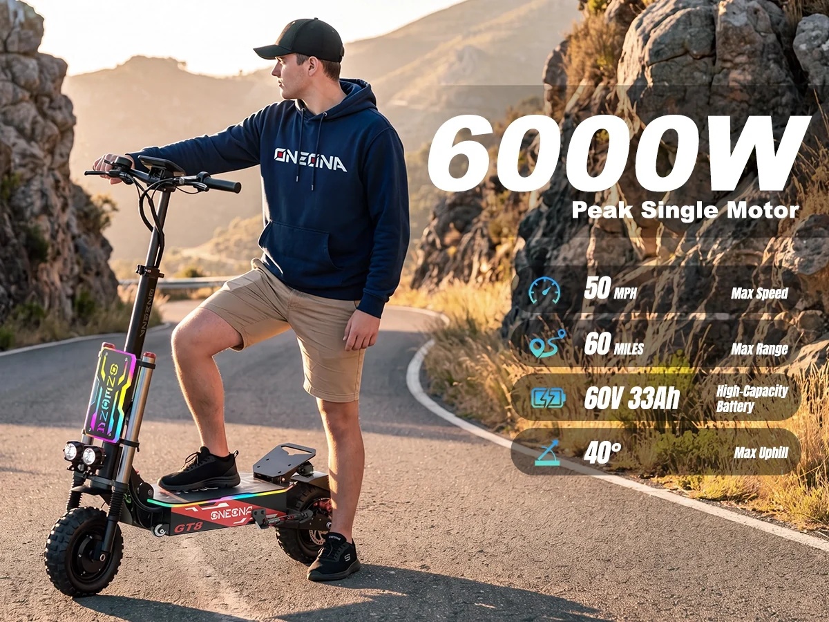 ONECNA NEW GT8PRO Adult Electr - 60V 5600W Dual Motor Electric Scooter recension och pris