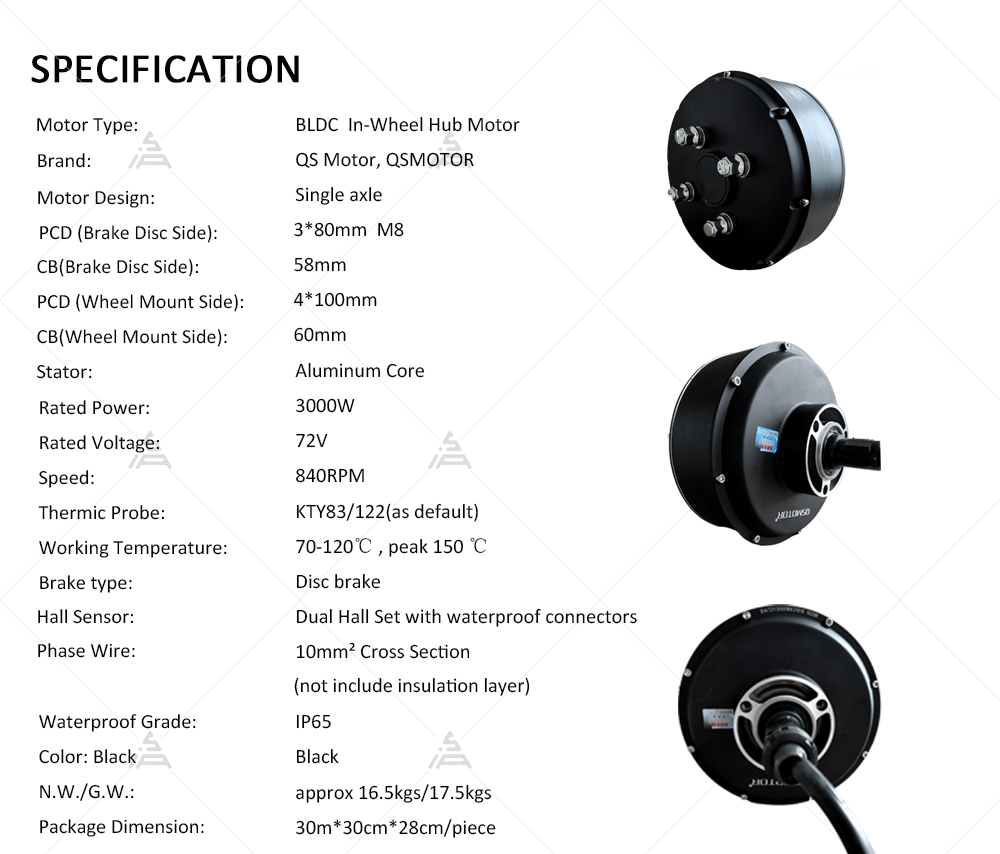 QSMOTOR 205 3000W V3 72V 80KPH - Electric Motorcycle Conversion Kit 72V recension och pris