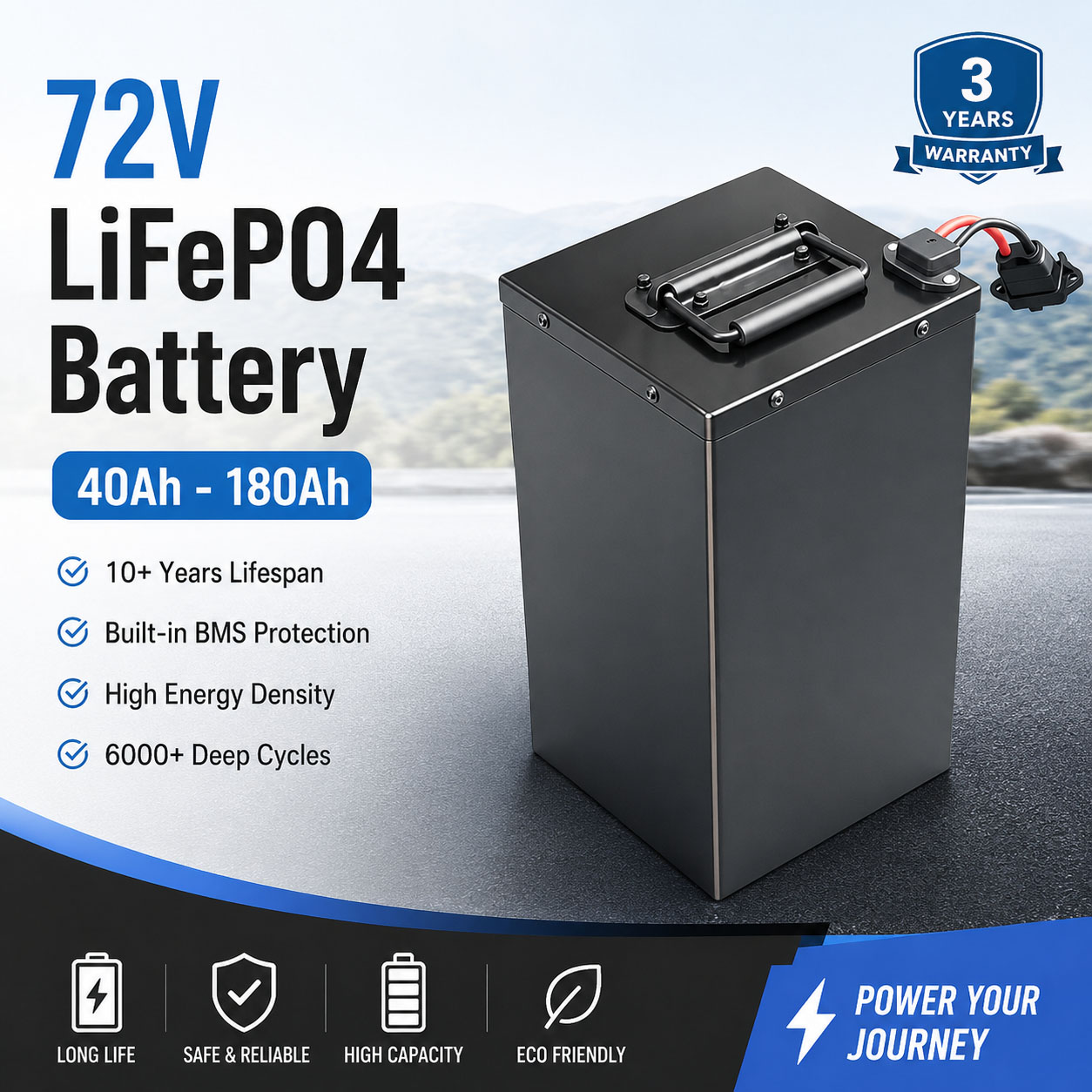 New Energy 72V 40ah 60ah 80ah  - 72V 60Ah Lifepo4 Battery Pack recension och pris