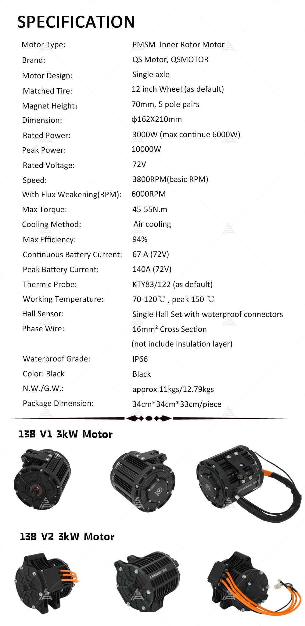 QS138 3000W V1 Belt Design Mid - Mid Drive Motor Kit 72V 3000W recension och pris